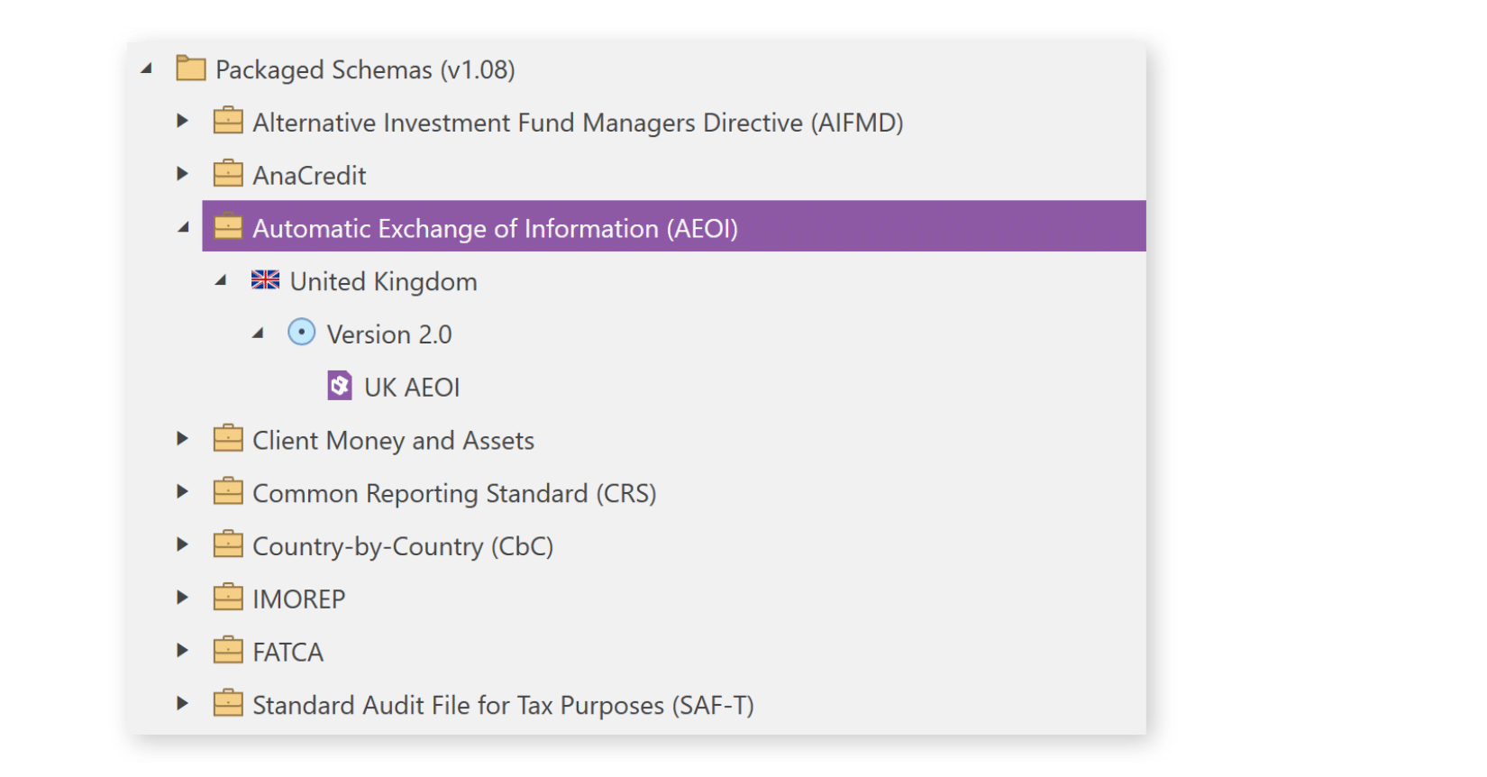 AEOI XML Schema in XML Authority's Schema Library